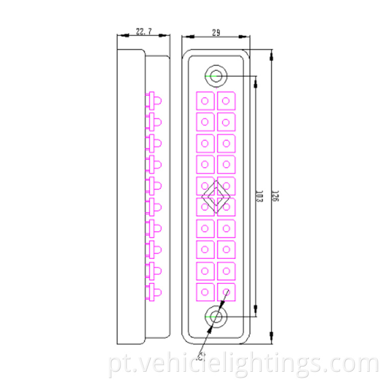 Novo design impermeável 3w 20 barra de luz LED Light Light Bright LED Fog Light